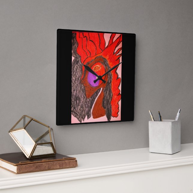 African Phoenix Rising  Fyrkantig Klocka (Kontor)