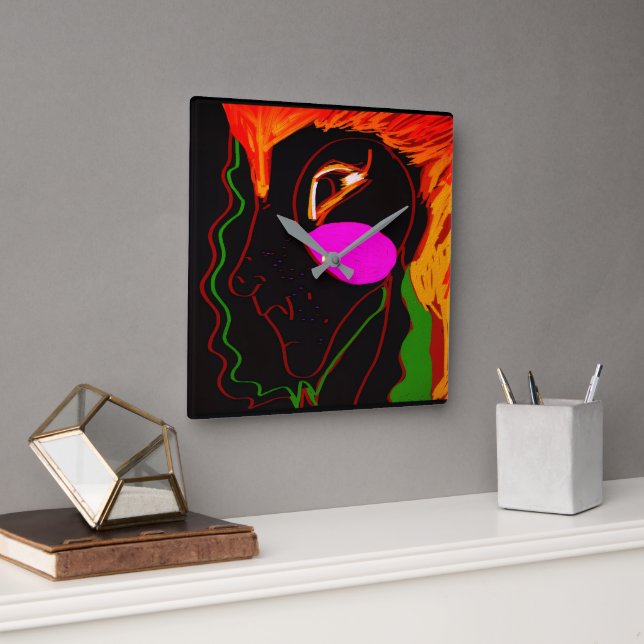 African Phoenix Rising  Fyrkantig Klocka (Kontor)