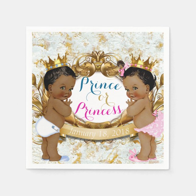 African Prince eller Princess Gender Reveal Napkin Pappersservett (Framsidan)