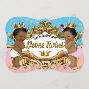 African Prince Princess Rosa & Blue Guld Sparkles Inbjudningar