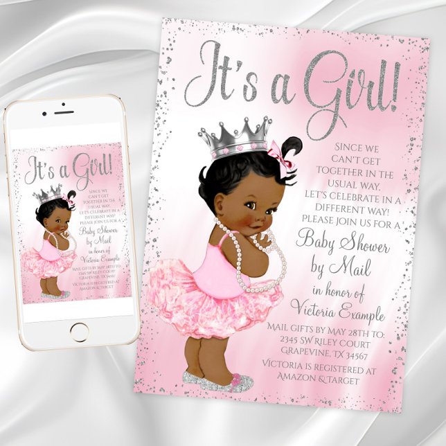 African Princess Baby Shower by Mail Inbjudningar (Long distance mail baby shower invitation. Instant download and printed invitations available.)