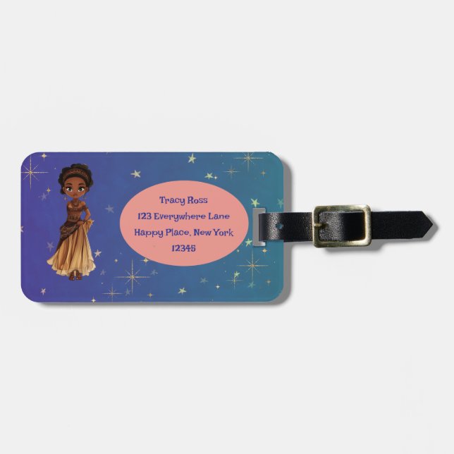 African princess luggage tag bagagebricka (Horisontell Framsida)