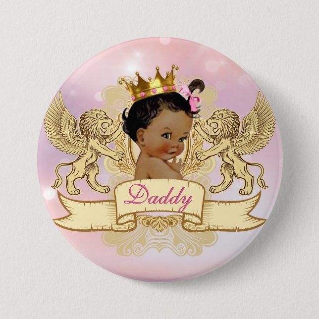 African Princess Rosa|Sparkles Baby Shower Button Knapp (Framsida)