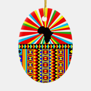 African Print Kente Trasa Tribal Mönster Ankara Julgransprydnad Keramik