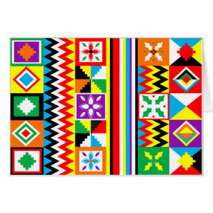 African Print Kente Trasa Tribal Mönster Hälsningskort