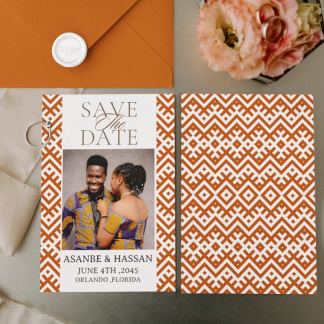 African Print  with Photo Wedding Save The Date   (Skapare uppladdad)