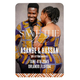 African Print with Photo Wedding Save the Date  Magnet