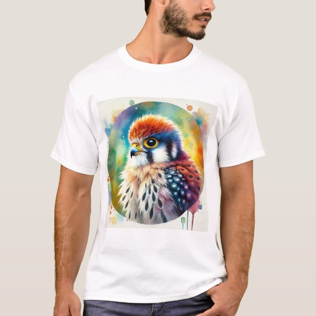 African Pygmy Falcon 070724AREF123 - Watercolor T Shirt (Framsida)