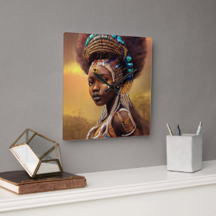 African Queen- Fyrkantig Klocka