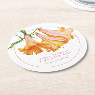 African Queen lilja orange rosa floral konst bröll Underlägg Papper Rund