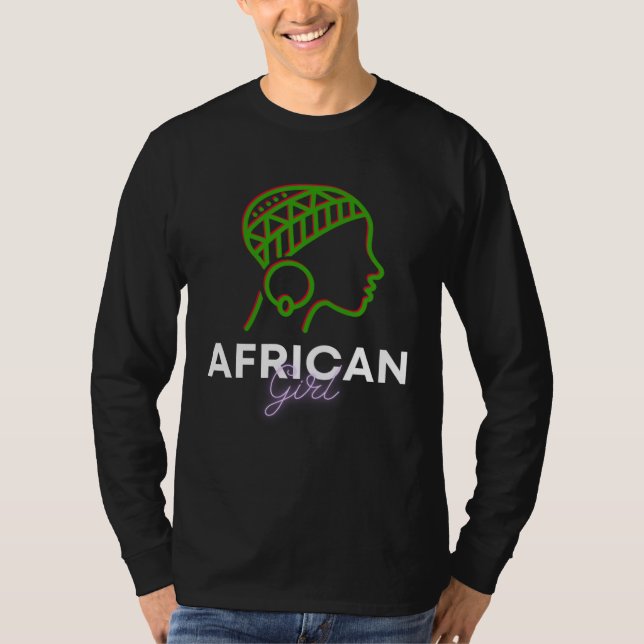 African Queen  Powerful Black Girl Magic Africa T Shirt (Framsida)