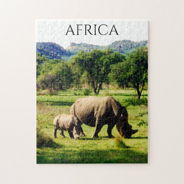 African rhino-familjen pussel (Vertikal)