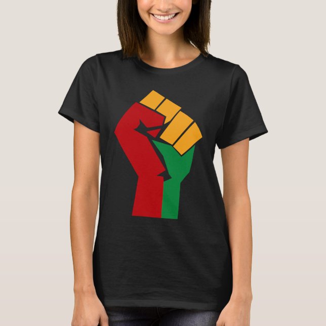 African Rising Hand Fist Black History Month BLM A T Shirt (Framsida)