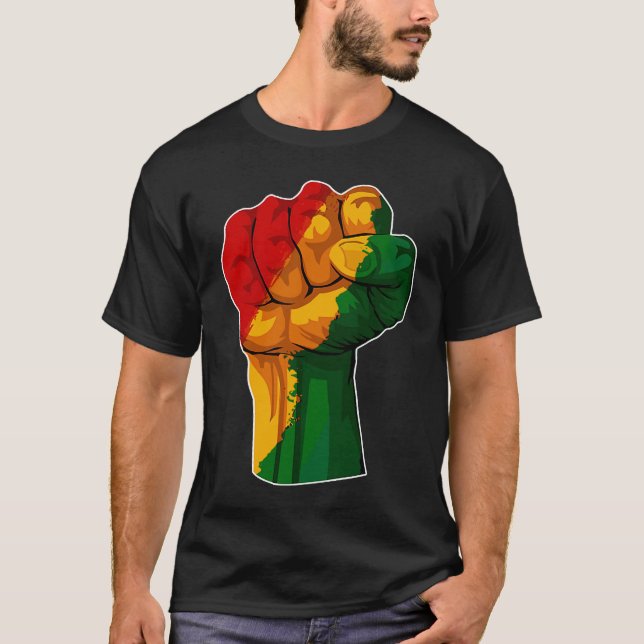 African Rising Hand Fist Black History Month BLM A T Shirt (Framsida)