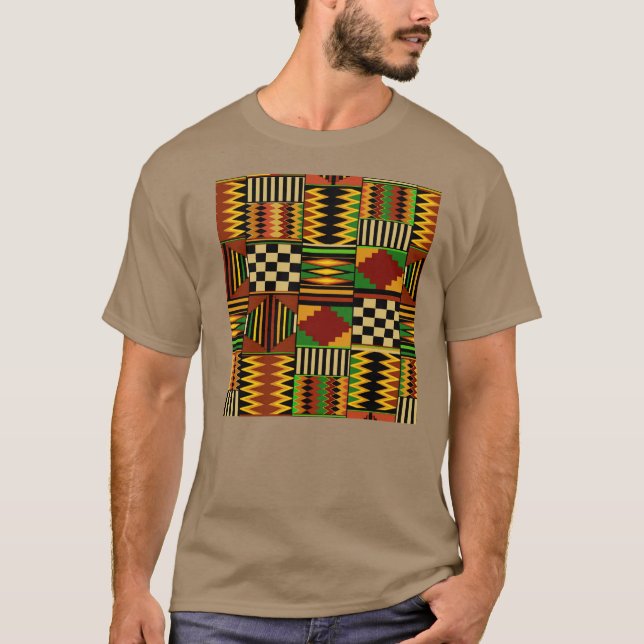 African Royal Kente Cloth Design T Shirt (Framsida)