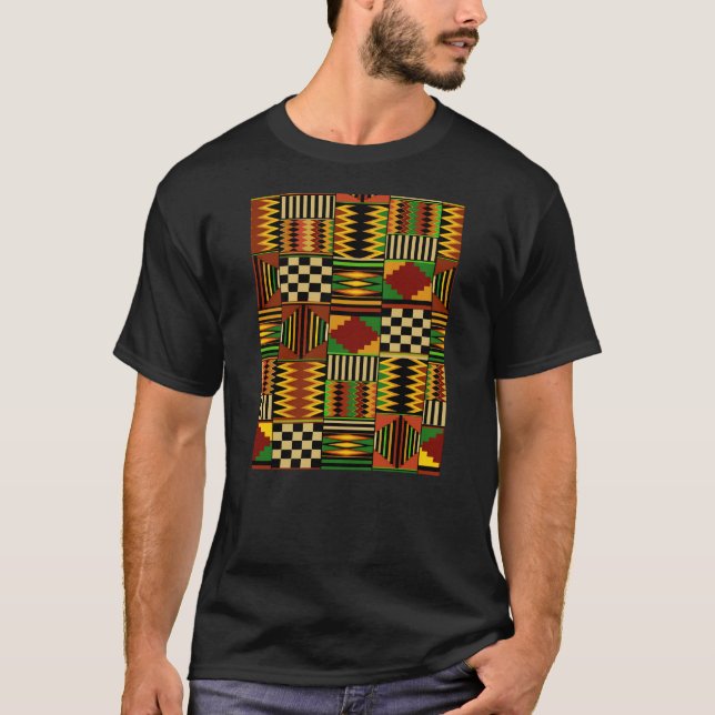 African Royal Kente Cloth Design T Shirt (Framsida)