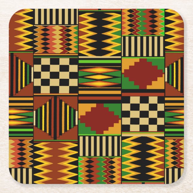 African Royal Kente Cloth Design Underlägg Papper Kvadrat (Framsidan)