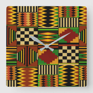 African Royal Kente Cloth  Fyrkantig Klocka