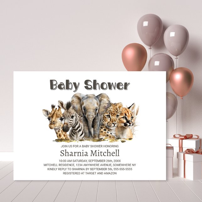 African Safari Animals Baby Shower Inbjudningar (Skapare uppladdad)