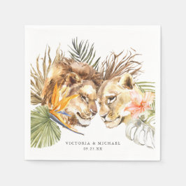 African Safari Boho Blommigt Monogram Pappersservett