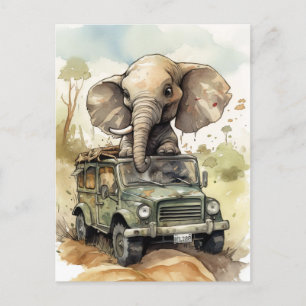 African Safari Elephant Postcard Vykort