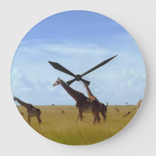African Safari Giraffes Stor Klocka