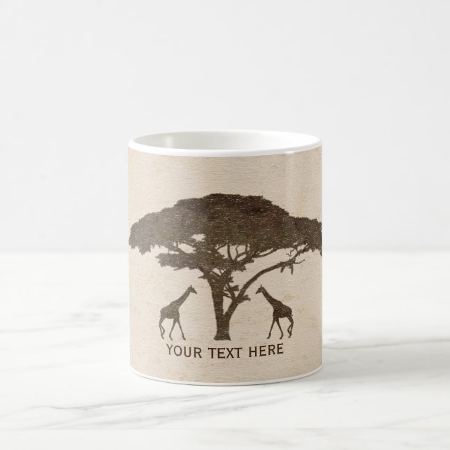 African Safari Giraffes & Träd Jungle Zoo Vintage Kaffemugg (Center)