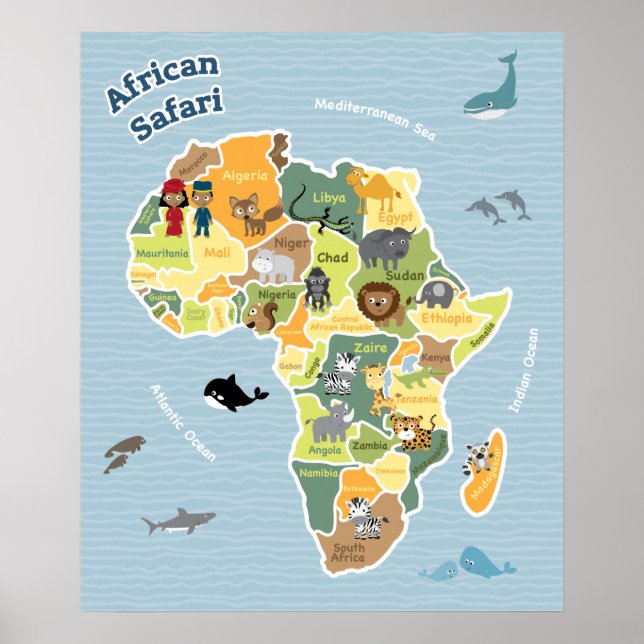 African Safari Karta Poster (Framsidan)