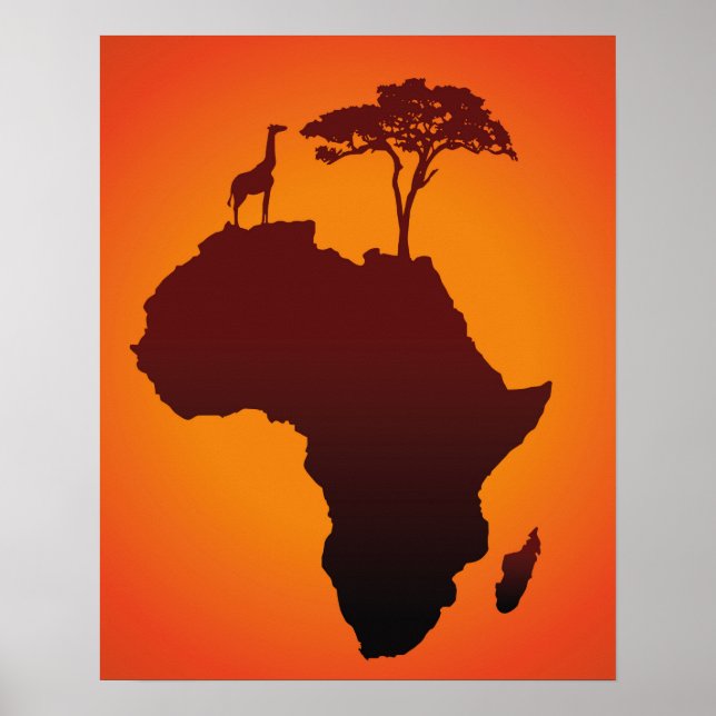 African Safari Karta - Poster utskrift (Framsidan)