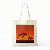 African Safari Silhouette - Budget Tote