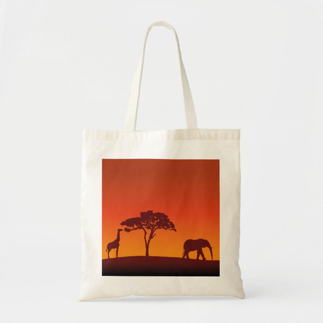 African Safari Silhouette - Budget Tote Tygkasse (Framsidan)