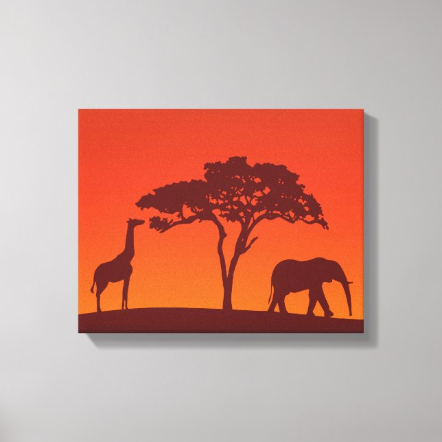 African Safari Silhouette - Kanvastrycket Canvastryck (Framsida)