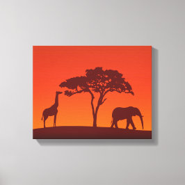 African Safari Silhouette - Kanvastrycket Canvastryck