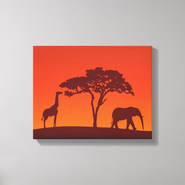 African Safari Silhouette - Kanvastrycket Canvastryck (Framsida)