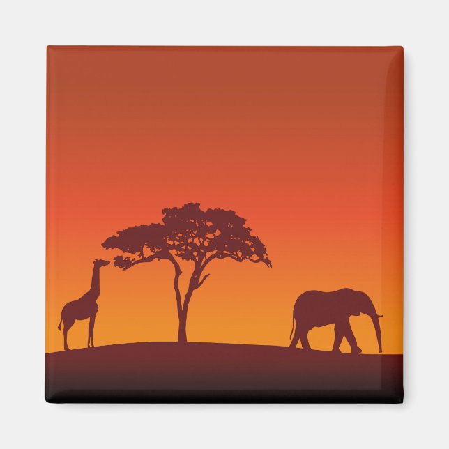 African Safari Silhouette - Magnet (Framsidan)