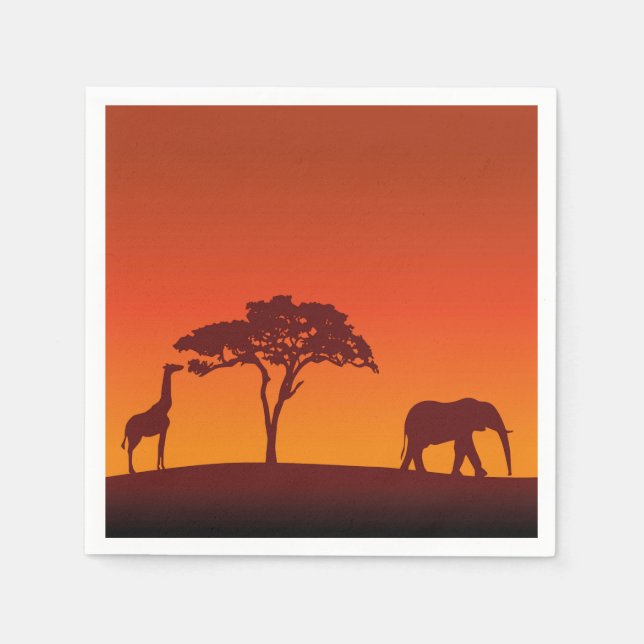 African Safari Silhouette - Pappersservett (Framsidan)