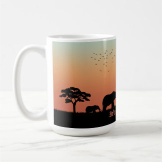 African Safari Sunset Elephant Silhouette Kaffemugg