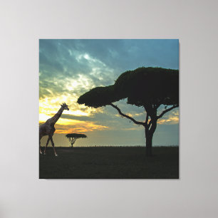 African Safari Sunset Stretched Kanvastryck