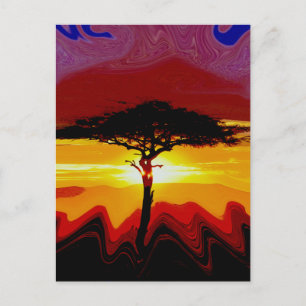 African Safari Sunset Vykort