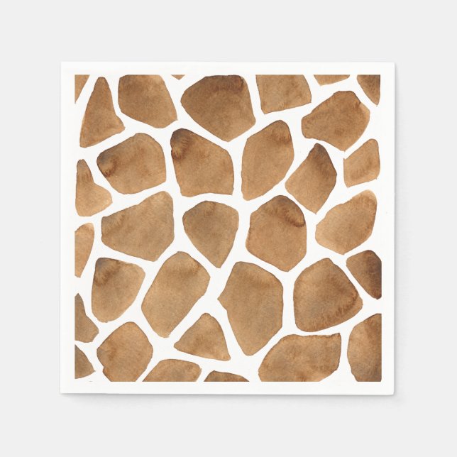 African Safari | Vattenfärg Giraffe Mönster Pappersservett (Framsidan)