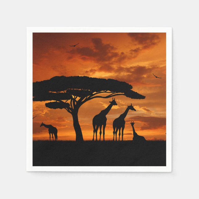 African Safari vid Sunset Pappersservett (Framsidan)