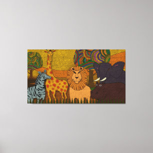 African Safari  Vilda djur Textured Nursery Canvastryck
