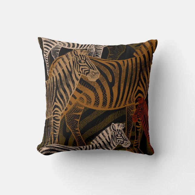 African Safari: Zebra Vintage Design Kudde (Framsida)