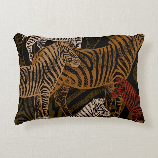 African Safari: Zebra Vintage Design Prydnadskudde (Framsidan)