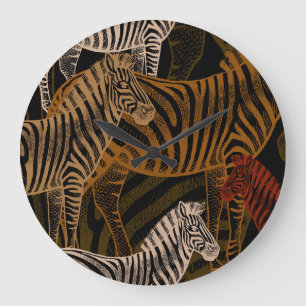 African Safari: Zebra Vintage Design Stor Klocka