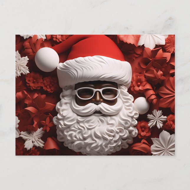 African Santa Black Claus Melanin jul Julafton Helg Vykort (Framsida)