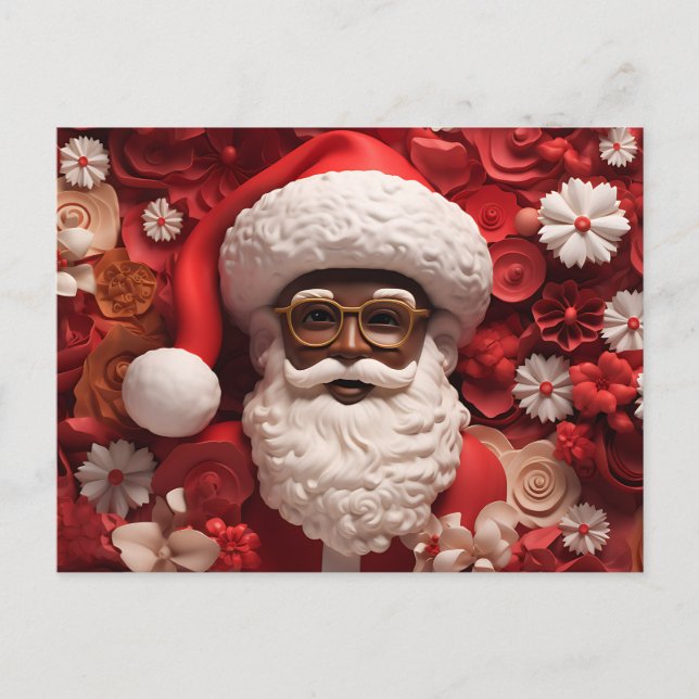 African Santa Black Claus Melanin jul Julafton Inbjudan Vykort (Framsida)