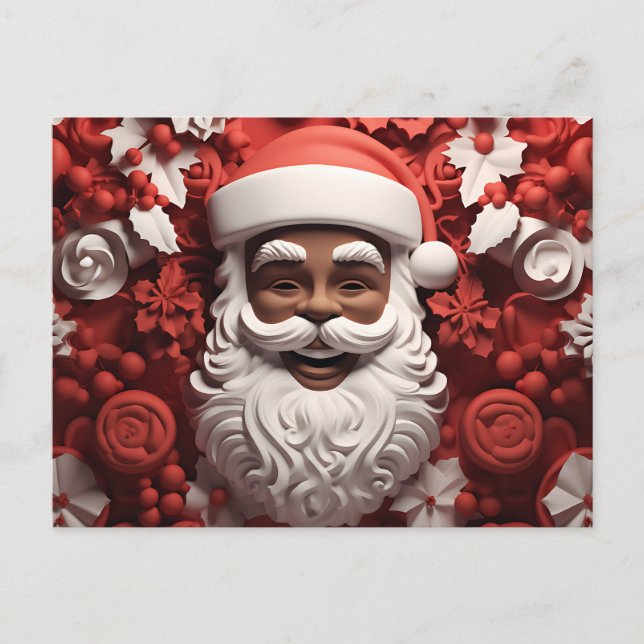 African Santa Black Claus Melanin jul Julafton Vykort (Framsida)