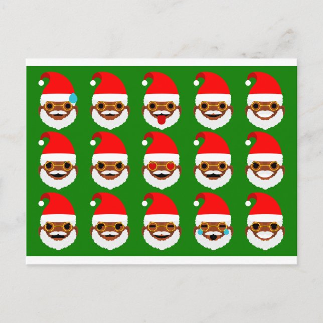 african Santa emoji emoticons Helg Vykort (Framsida)
