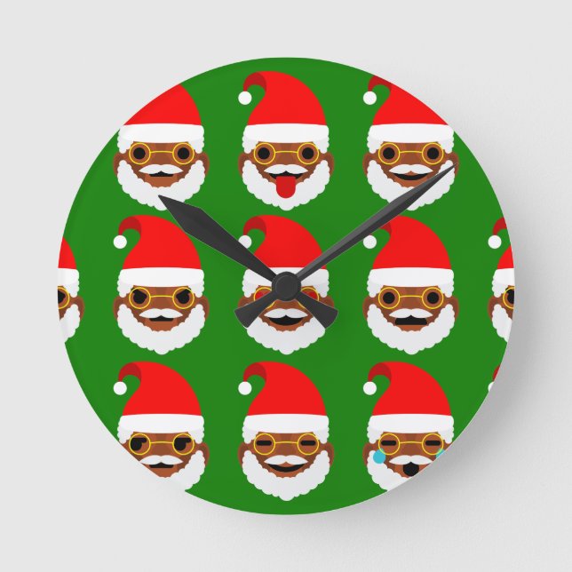 african Santa emoji emoticons Rund Klocka (Framsida)
